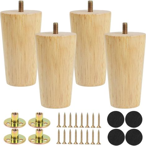 CSPARCV 4 Stück Massivholz-Möbelbeine, Holzfüße für Sofa, Ersatz-Möbelbeine aus Holz für Sofa, Bett, Kommode, Sessel, Nachttisch, Kleiderschrank (10 cm) (1/4)