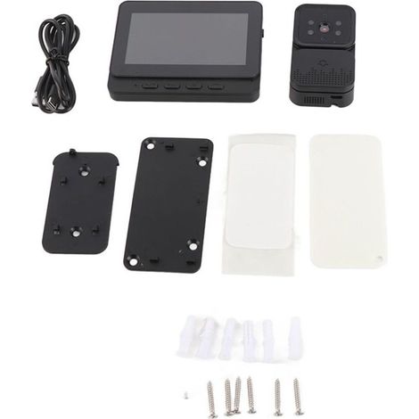 Sonnette sans fil avec caméra, écran IPS 4,3 pouces, 2,4 GHz, vision nocturne HD intelligente, interphone visuel (1/4)