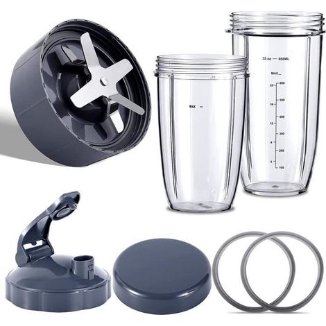 2 pièces lame d'extraction + tasse 950 ml pour mixeur NutriBullet 600W, 900W et PRO, compatible modèles spécifiques (1/4)