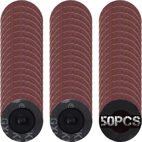 50Pcs 2" 80 Grit Roll Lock disques à changement rapide d’oxyde d’aluminium enduit accessoires de moulin à mouler de papier de verre d’oxyde d’aluminium disques de ponçage à changement rapide (1/5)