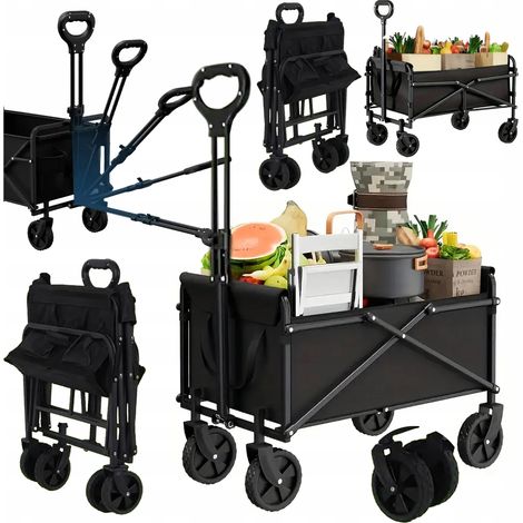 Carrito plegable para jardín, playa y camping con bolsillos, capacidad de 100 kg. (1/5)