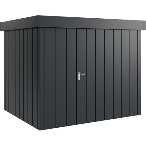 Hörmann Metall-Gerätehaus "Juno" mit Flachdach, JFD9 - Modern, 262 x 214 cm (B x T), anthrazit, 1-flüglige Tür, Anschlag rechts (1/5)