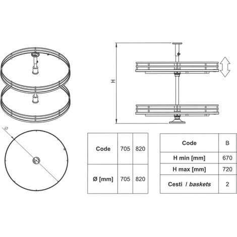 Tourniquet rond - Décor : Anthracite - Diamètre : 820 mm - Pour caisson : 900 x 900 mm - INOXA INDUSTRIE
