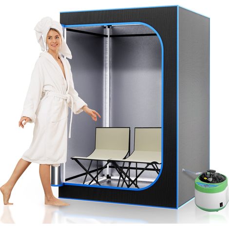 SereneLife Sauna a Vapore Portatile con Sedia Portatile e Telecomando, Bagno Turco, Sauna Infrarossi con Tappetino Scaldapiedi, Nera (1/5)