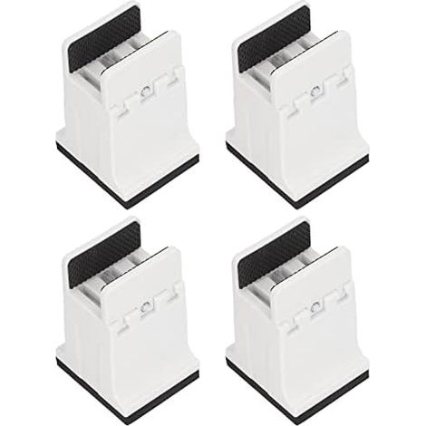 4 Pack Rubber Bed Risers, Adjustable Raised Bed Blocks, Sofa Risers, Table Legs, Lifting Cushions with Screw Clamp for Home Office (White) (1/5)