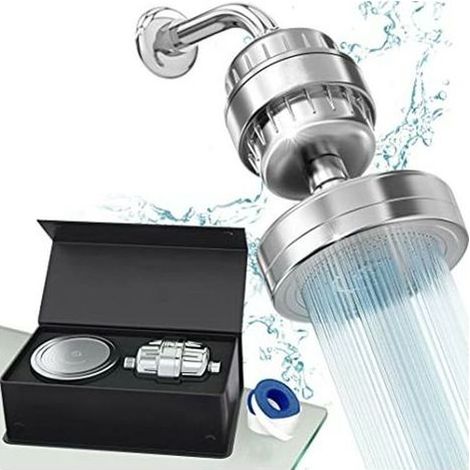 Ensemble de pommeau de douche à filtration de luxe Le filtre de douche à eau dure en 20 étapes élimine le chlore et les substances nocives - Filtre de pommeau de douche à haut rendement (1/5)
