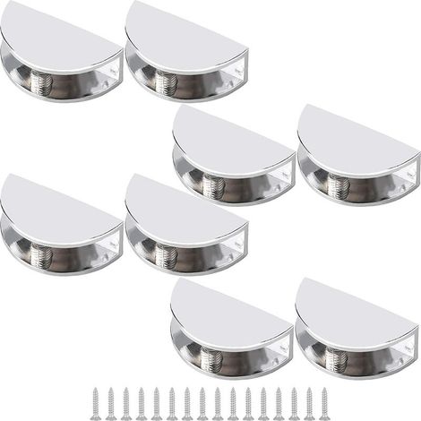 Support Pour Étagère En Verre - En Alliage De Zinc Chromé - Réglable Pour Verre De 6 À 10 Mm - Fixation Murale - Lot De 8 (1/5)
