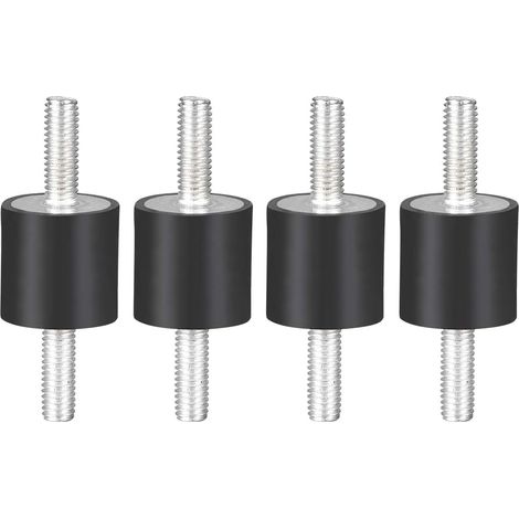 Silent Bloc M6 - Lot De 4 - Caoutchouc - Isolateur Vibrations M6x18 - Moteur Compresseur - Noir 20x20mm (1/5)