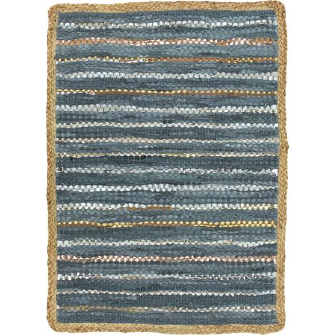 Tapis en cuir, jute et coton (1/4)