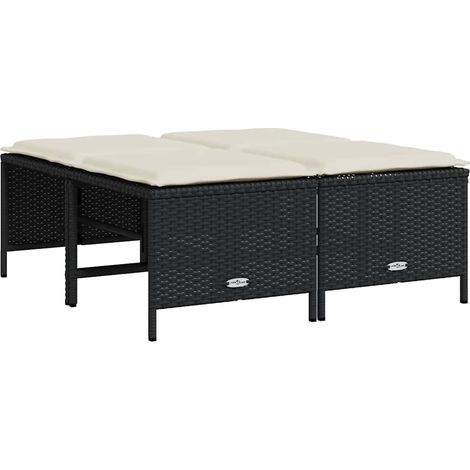 Maison Exclusive - Sgabelli da Giardino con Cuscini 4 pz Neri in Polyrattan