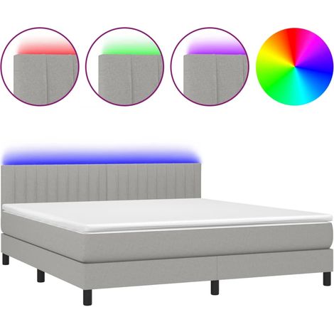 Maison Exclusive - Letto a Molle Materasso e LED Grigio Chiaro 160x200 cm Tessuto