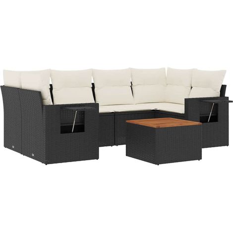 Maison Exclusive - Set Divani da Giardino con Cuscini 7pz Nero Polyrattan (1/3)