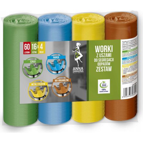 Sacchi AZ con manici per la raccolta differenziata dei rifiuti SET 60L 4x16 pezzi (1/2)
