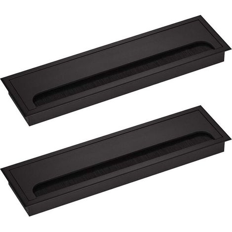Passe-Câble pour Bureau Rectangulaire 80x 275mm Passe-Câble Presse-étoupe pour Table de Bureau Meubles de Maison CABLE Aluminium Noir Anodisé Carré 2 Pièces (1/3)