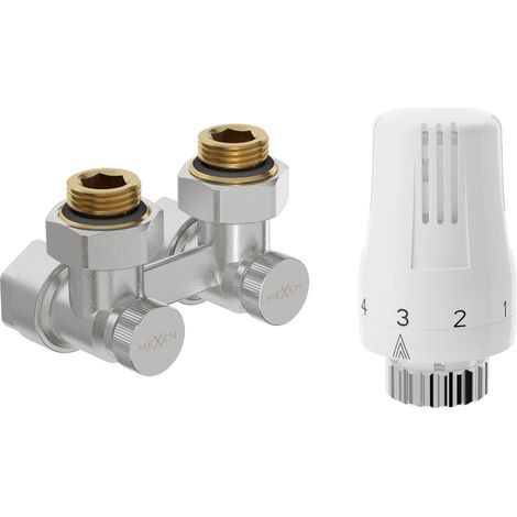 Mexen G01 ensemble thermostatique à deux tubes DN50, angle 1/2"x16 mm, nickel - W911-016-918-01 (1/2)