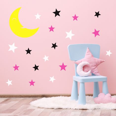 Sticker Mural - Kit 18 Etoiles Lune - 267x381 cm - Noir (1/3)