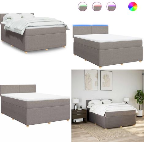 Sommier à lattes de lit avec matelas Taupe 140x190 cm Tissu - Sommier - Matelas à ressorts ensachés (1/5)