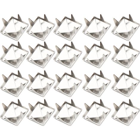 400 lots de rivets à pointes carrées de 4 à 7 mm pour la maroquinerie (sacs, chaussures, ceintures, accessoires), couleur argent, 6 mm. (1/5)