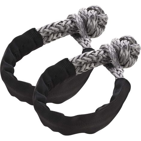 Manille Synthétique Souple- Attache en Corde UHMWPE avec Manchons de Protection pour la Navigation, VUS, VTT, Camion 4x4, Remorquage, Lot de 2 (1/5)