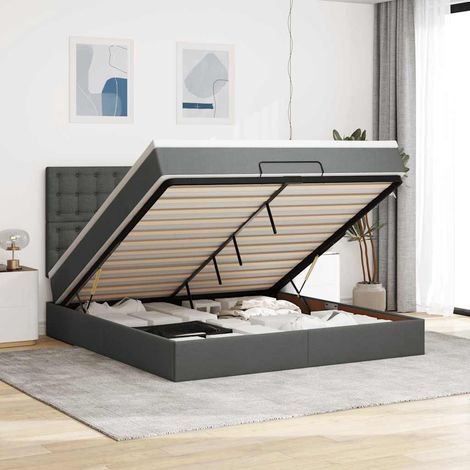 Teenpull – Ottoman-Bett mit Matratze & LEDs Dunkelgrau 160x200 cm Stoff (1/5)