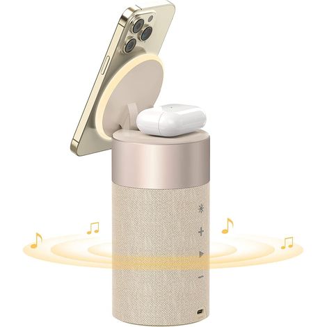 Bluetooth-Lautsprecher mit MagSafe-Ladegerät, Nachtlicht, magnetischem 2-in-1-Ladegerät für iPhone und AirPods, Wohnaccessoire (1/5)