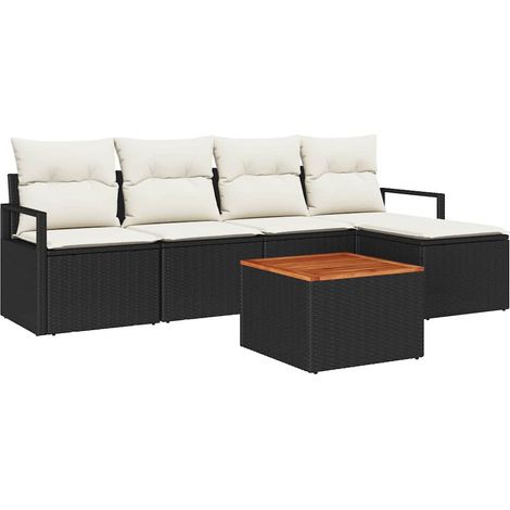 Garden Sofa Set with Cushion 6 pcs Black Poly Rattan vidaXL (1/5)