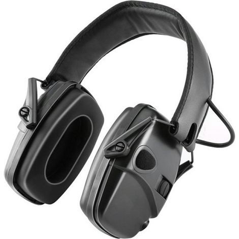 Casque Anti Bruit de Tir Electronique Coussinets d'oreille Remplaçable,Protection Auditive de Chasse Amplificateur Sonore, SNR 27dB, NRR 22dB, Noir (1/5)