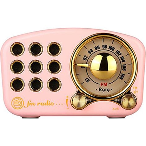Altoparlante Bluetooth retrò con radio FM in stile vintage, volume elevato, bassi potenti, connessione wireless Bluetooth 5.0, lettore di schede TF e MP3. (1/4)
