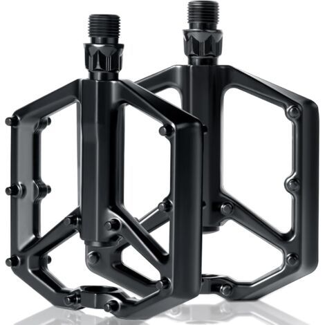 Pédales de Vélo, Pédale VTT en Alliage d'Aluminium, Universelles Pedale VTT Pédales de Vélo, Pédales de Vélo 9/16 Roulements, Pédales Plates Légères et Larges, pour Vélo VTT, Vélos (1/5)