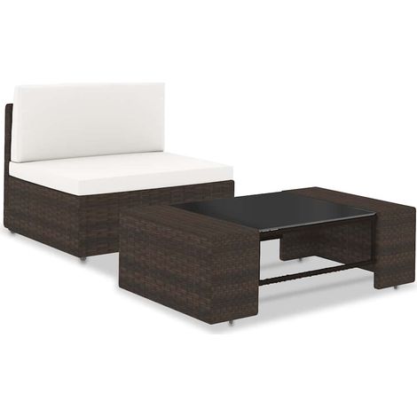 vidaXL Salon de jardin 2 pcs Résine tressée Marron (1/5)
