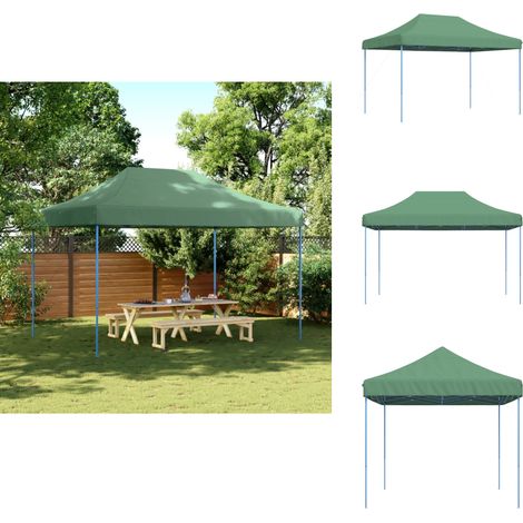 Tente de réception pliable escamotable vert 410x279x315 cm - Tente De Réception - Abri Extérieur - Gazebo - Tente Pliante - Tente Pop Up (1/5)