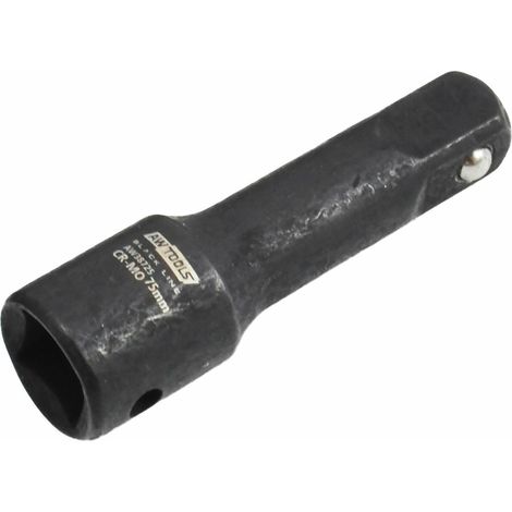 Extensión de impacto, Awtools, modelo Black Line 1/2" 75 mm, ideal para alargar el alcance de herramientas de impacto, alta resistencia, precisión profesional en talleres e industria
