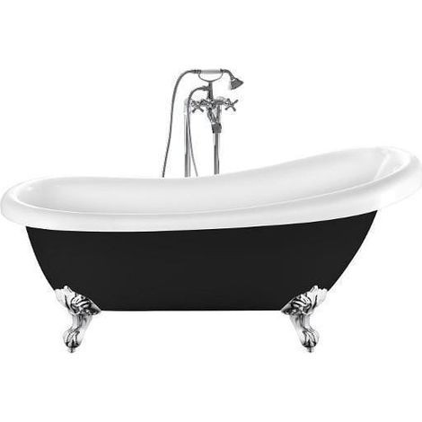 Freistehende Badewanne RICHMOND schwarz Adlerfüße CHROM 171