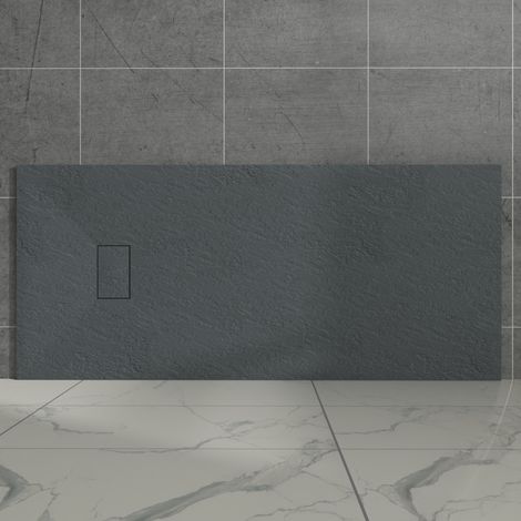 Aquariss Anthracite Rectangular Shower Tray Slate Effect SMC Slip-Resistant Shower Base 1700x800mm with Waste (1/5)