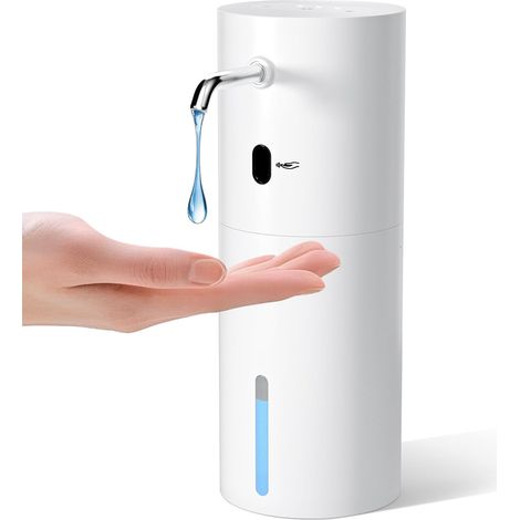 Automatischer Schaumseifenspender, 420 ml, berührungslos, zur Wandmontage, 4-stufig verstellbar, nachfüllbar und mit Sensor ausgestattet. Geeignet für Küche und Bad. Farbe: Weiß.