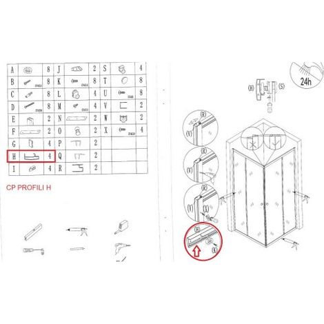 R CP PROFILI H X BOX DOCCIA CRIST.TRASP.MM.4 CM.80X80 IGLO4