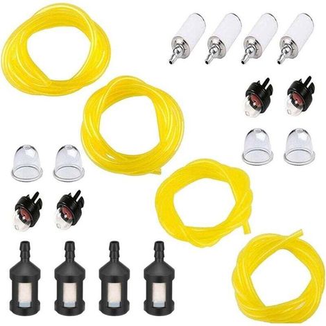 Set di 4 tubi del carburante per tosaerba con filtro carburante e pompetta di adescamento (2x3,5 mm, 2,5x5 mm, 3x5 mm, 3x6 mm) per soffiatore, tagliabordi, motosega, decespugliatore