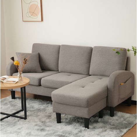 Canapé d'angle modulable 166x118x77 cm gris anthracite en tissu coton et lin avec méridienne réversible (1/5)