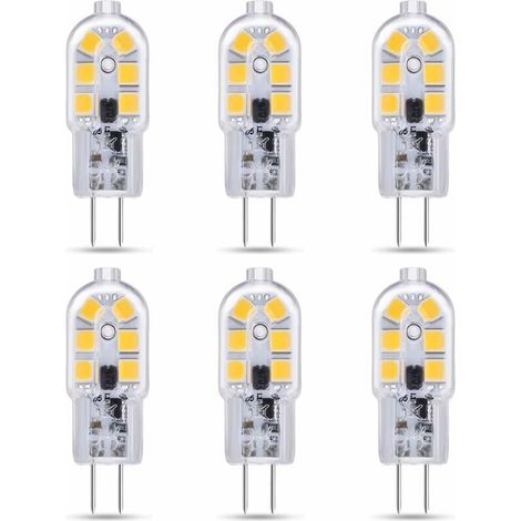 LaBlanc - Paquete de 6 LED G4 de 2W 12V CA/CC, luz blanca fría 6000K para campanas extractoras, 200lm, equivalente a bombillas halógenas G4 de 10W/20W, no regulable, LED G4 bipin de 12V para lámparas  (1/4)