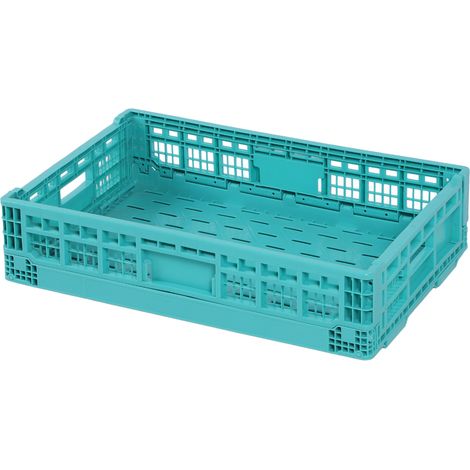 Panier de rangement pliable en plastique épais, bac de camping empilable pour petits objets, jouets, fruits et légumes. Format compact. (1/5)
