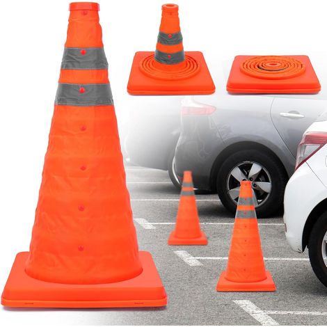 Cônes de Sécurité de la Circulation Pliables, 45cm Cônes Pop - up Polyvalents, Cône de Signalisation avec Cercles Réfléchissants pour Le Stationnement Routier (1 pcs Orange) (1/5)