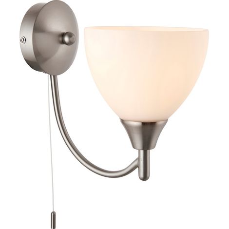 Endon Alton - Applique a 1 luce Cromo satinato con paralume in vetro opalino opaco, attacco E14 (1/5)