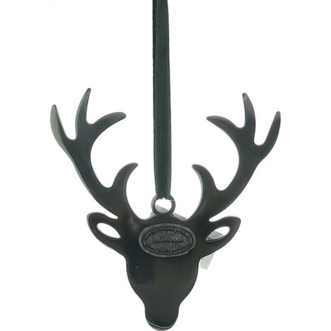 Weihnachtsanhänger Hirschkopf RUDI Silberfarben poliert L 14 cm - Edelstahl