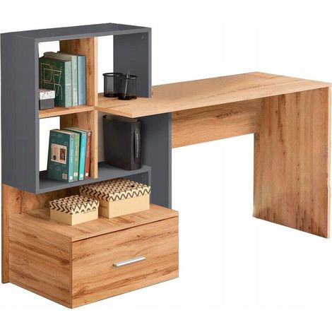 Mesa de oficina Houston 826, Roble wotan + Antracita, Con cajones, Número de puertas: 0, Número de cajones: 1, 75x149x50cm