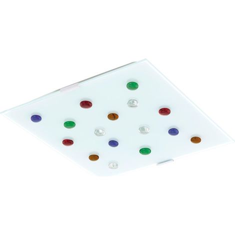 Hochwertige LED Decken Leuchte Glas Steine weiß klar bunt Beleuchtung Lampe satiniert Eglo 93419