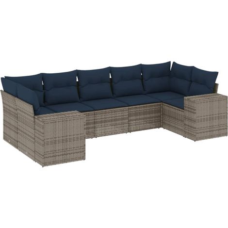 Maison Exclusive - Set Divani da Giardino 7 pz con Cuscini Grigio in Polyrattan (1/5)
