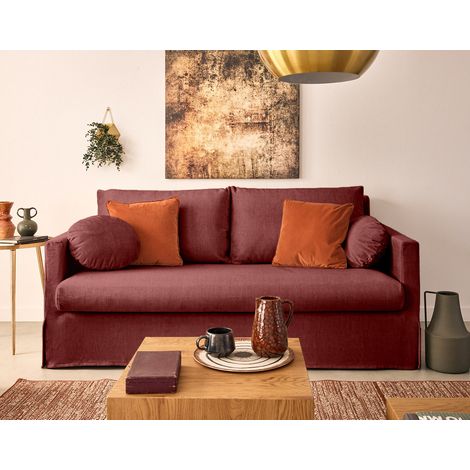 Serena - einzelsofa abnehmbarer 3-sitzer aus samt - bordeaux (1/5)