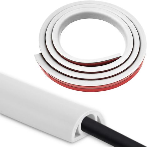 Goulotte Passe câble Sol PVC Flexible autocollante 3m 20 mm x 10,2 mm Blanc (1/5)