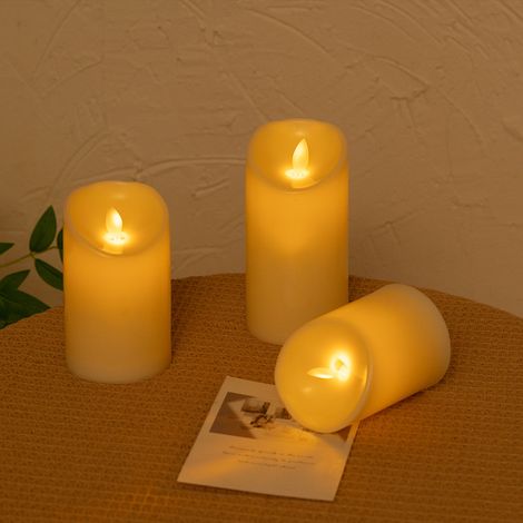 Bougie LED imitant un mouvement oscillant, 7,5 x 20 cm, lumière décorative festive sans fumée (1/4)