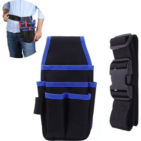 Pochette à outils Porte Sac à Outils 7 Compartiments Oxford Réglable Avec Poches Universelles sac à Outils, Parfait pour Les électriciens Charpentiers Ouvriers du Bâtiment, (1/5)